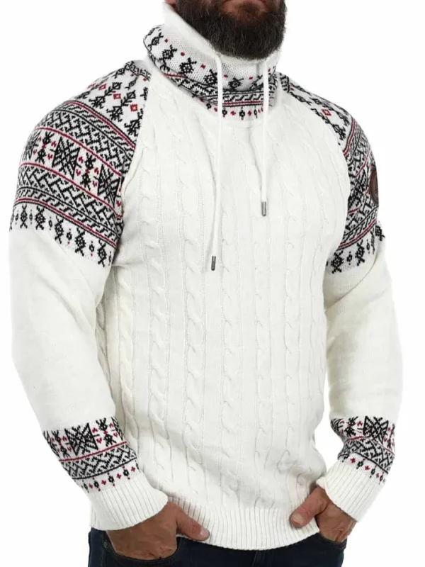 RD Talon Cashmere Stickad Tröja - Vit/Röd^Rockdenim Discount