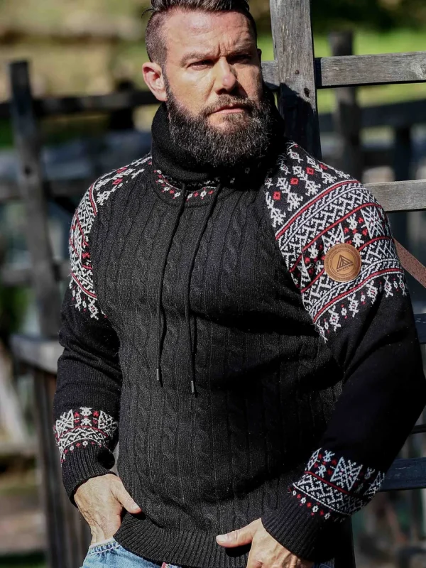 RD Talon Cashmere Strikket Trøje - Sort/Rød^Rockdenim Outlet