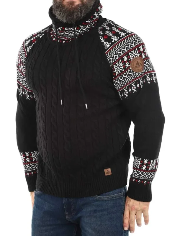 RD Talon Cashmere Strikket Trøje - Sort/Rød^Rockdenim Outlet
