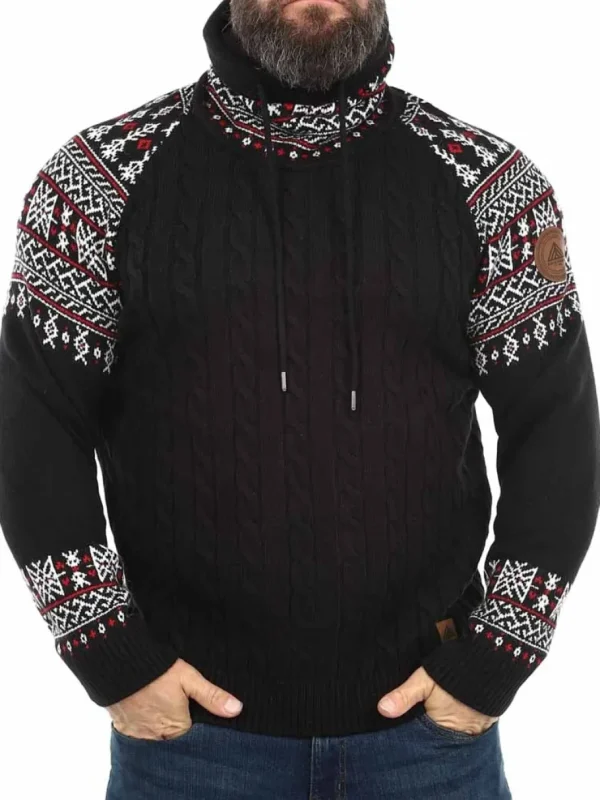 RD Talon Cashmere Strikket Trøje - Sort/Rød^Rockdenim Outlet