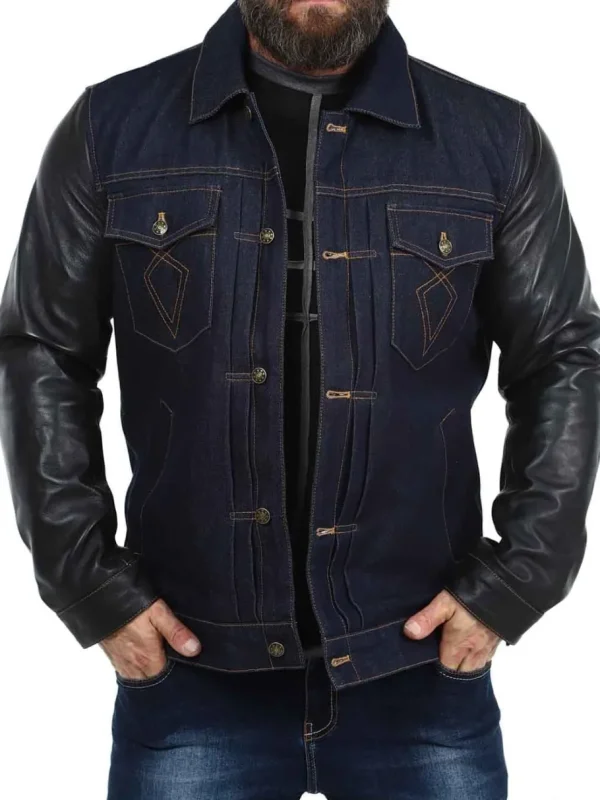 RD Throttle Denim Skindjakke - Blå/Sort^Rockdenim Online