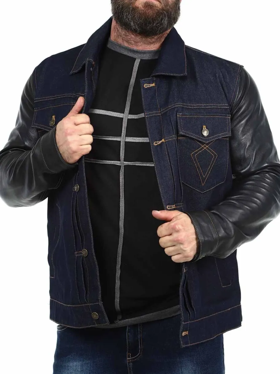 rd_throttle_denim_skindja_2.webp RD Throttle Denim Skindjakke - Blå/Sort^Rockdenim Online