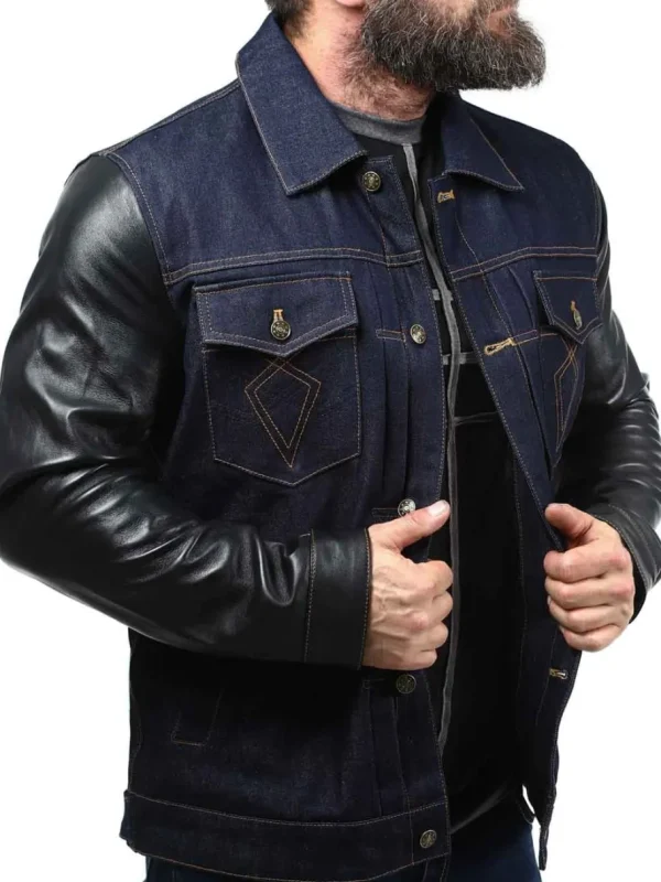 RD Throttle Denim Skindjakke - Blå/Sort^Rockdenim Online