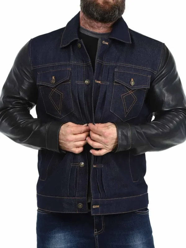 RD Throttle Denim Skindjakke - Blå/Sort^Rockdenim Online