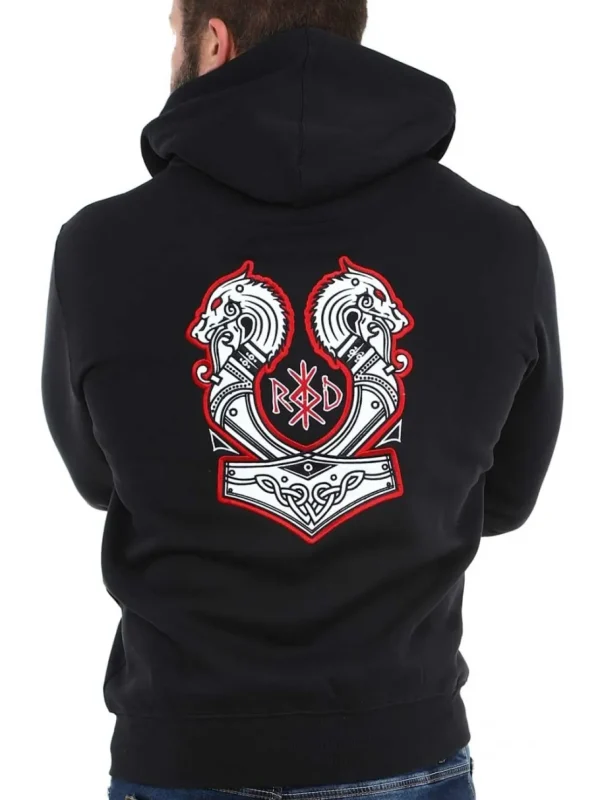 RD Viking Runic Zip Hoodie - Sort^Rockdenim Sale
