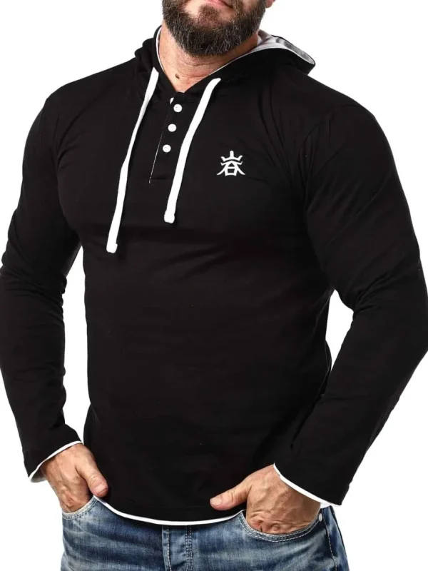 RD Yuto Longsleeve - Sort/Hvid^Rockdenim Sale