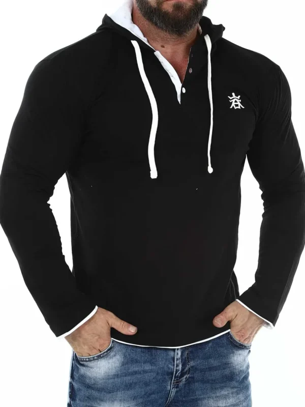 RD Yuto Longsleeve - Sort/Hvid^Rockdenim Sale