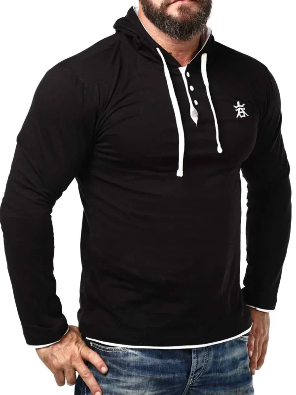 RD Yuto Longsleeve - Sort/Hvid^Rockdenim Sale