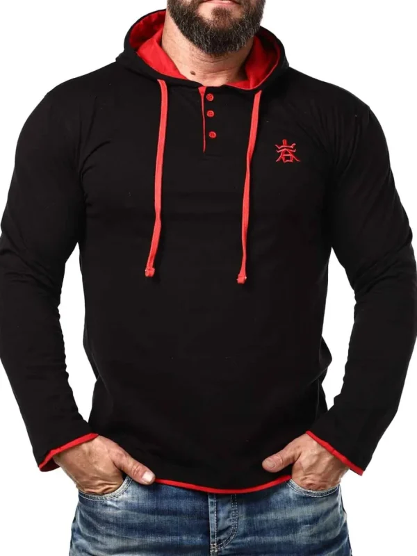 RD Yuto Longsleeve - Sort/Rød^Rockdenim Best