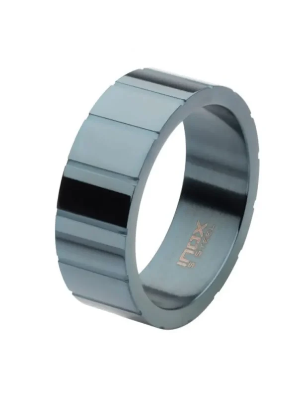 Ridged Compact Ring - Blå^Inox Discount