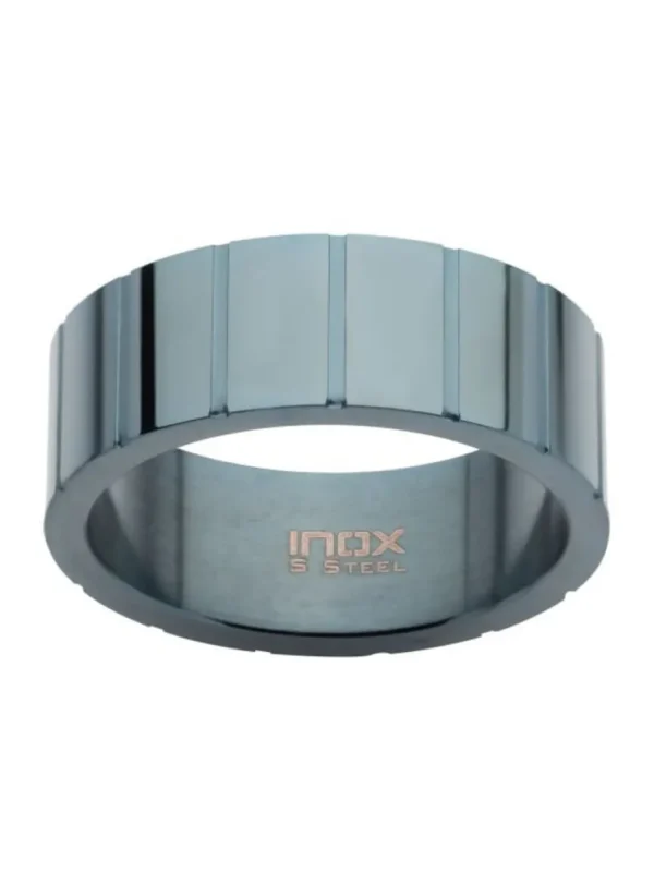 Ridged Compact Ring - Blå^Inox Discount