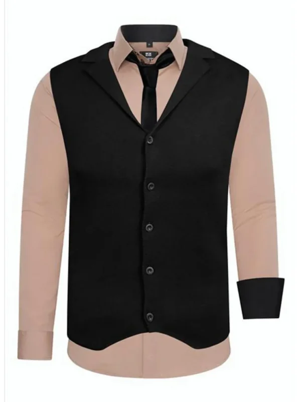 Rusty Sæt - Skjorte/Slips/Vest - Beige/Sort^Rusty Neal Outlet