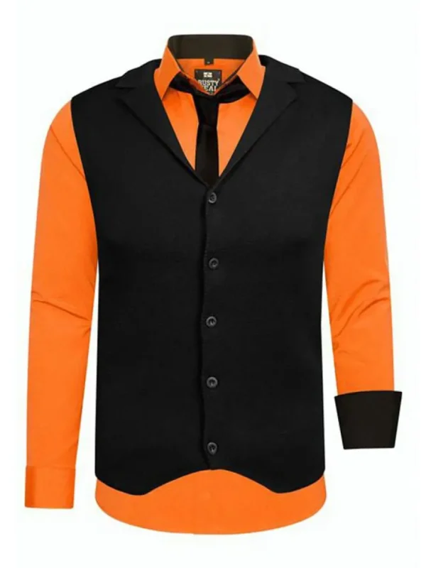 Rusty Sæt - Skjorte/Slips/Vest - Orange/Sort^Rusty Neal Fashion