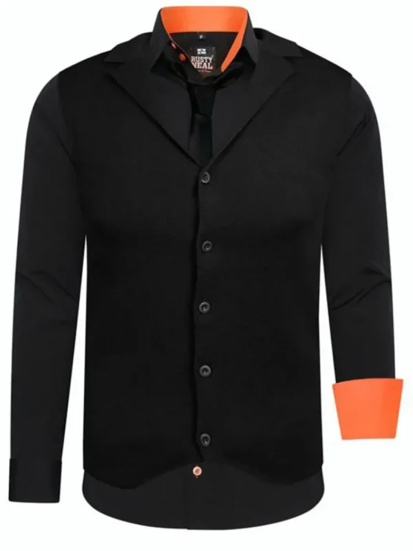 Rusty Sæt - Skjorte/Slips/Vest - Sort/Orange^Rusty Neal Online
