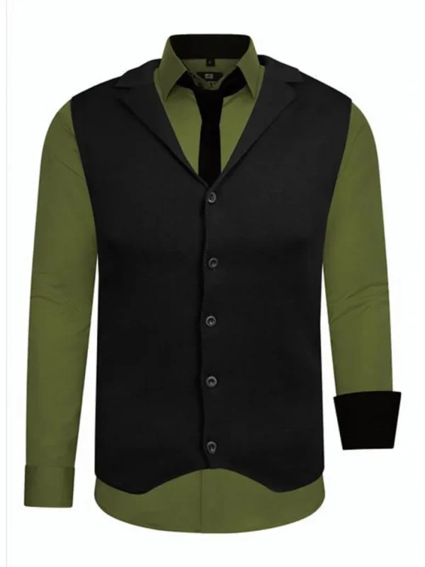 Rusty Sæt - Skjorte/Slips/Vest - Khaki/Sort^Rusty Neal Fashion