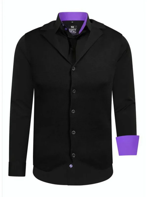 Rusty Sæt - Skjorte/Slips/Vest - Sort/Lilla^Rusty Neal Discount