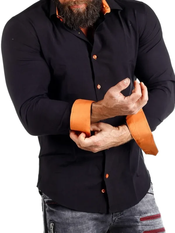 Rusty Sæt - Skjorte/Slips/Vest - Sort/Orange^Rusty Neal Online