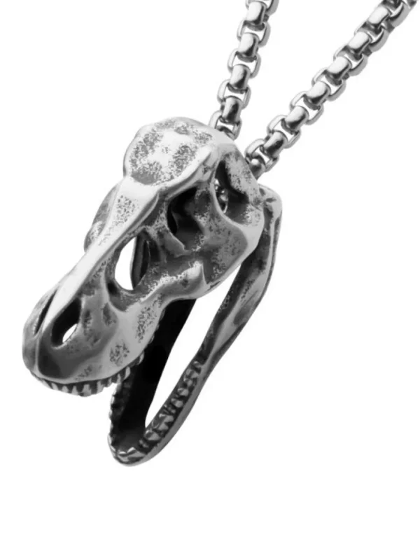 T-Rex Skull Halsbånd - Sølv^Inox New
