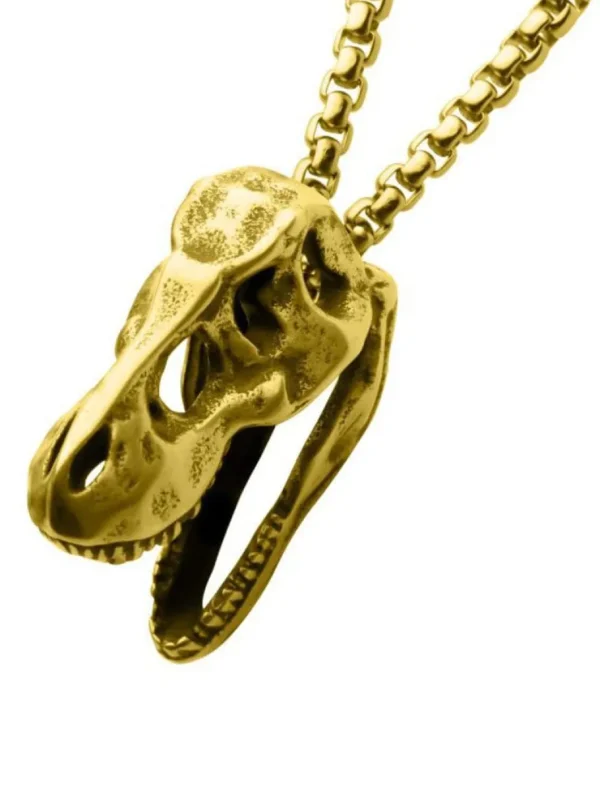 T-Rex Skull Halsbånd - Guld^Inox Outlet