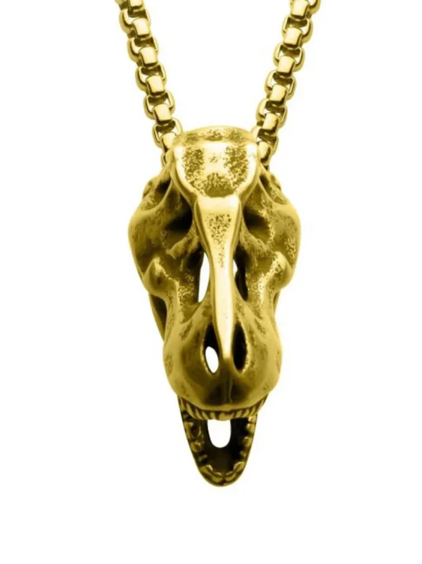 T-Rex Skull Halsbånd - Guld^Inox Outlet