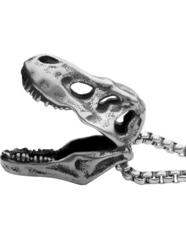 T-Rex Skull Halsbånd - Sølv^Inox New